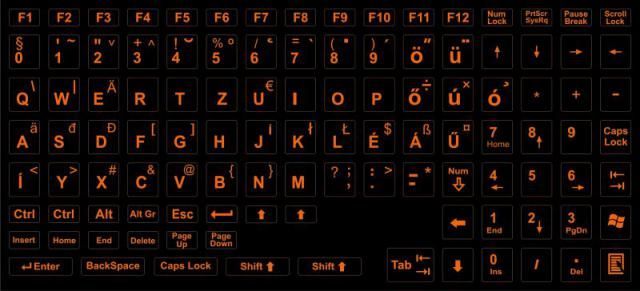 Image of Lightning Keyboard Sticker Hun Black-Orange (IT8803)